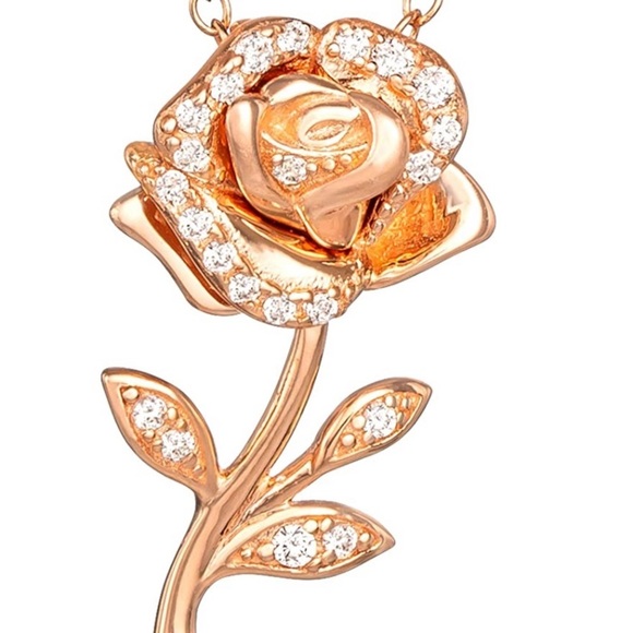 Disney Jewelry - Disney Belle Enchanted Rose Beauty Beast Necklace